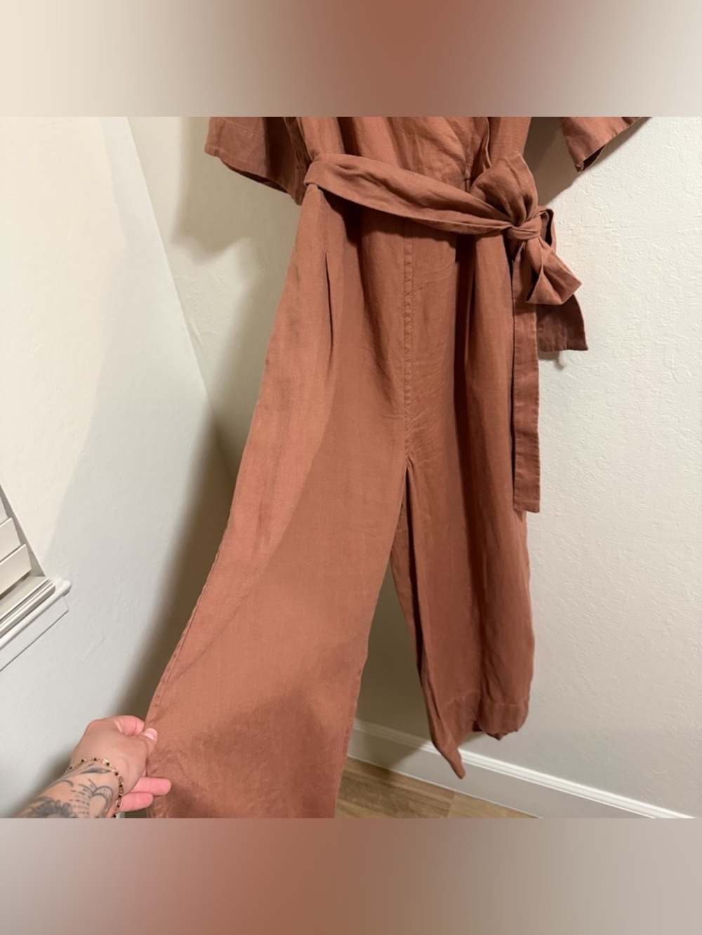Everlane The Wrap Jumpsuit – Carob Brown 100% breathable linen boho silhouette 8 - Picture 5 of 13